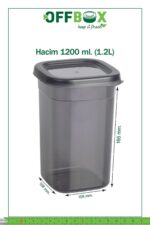 OFFBOX 6 Adet 12 Parça 1,2 Litre Kare Erzak Saklama Kabı Seti 20 Etiket Hediyeli - Görsel 11