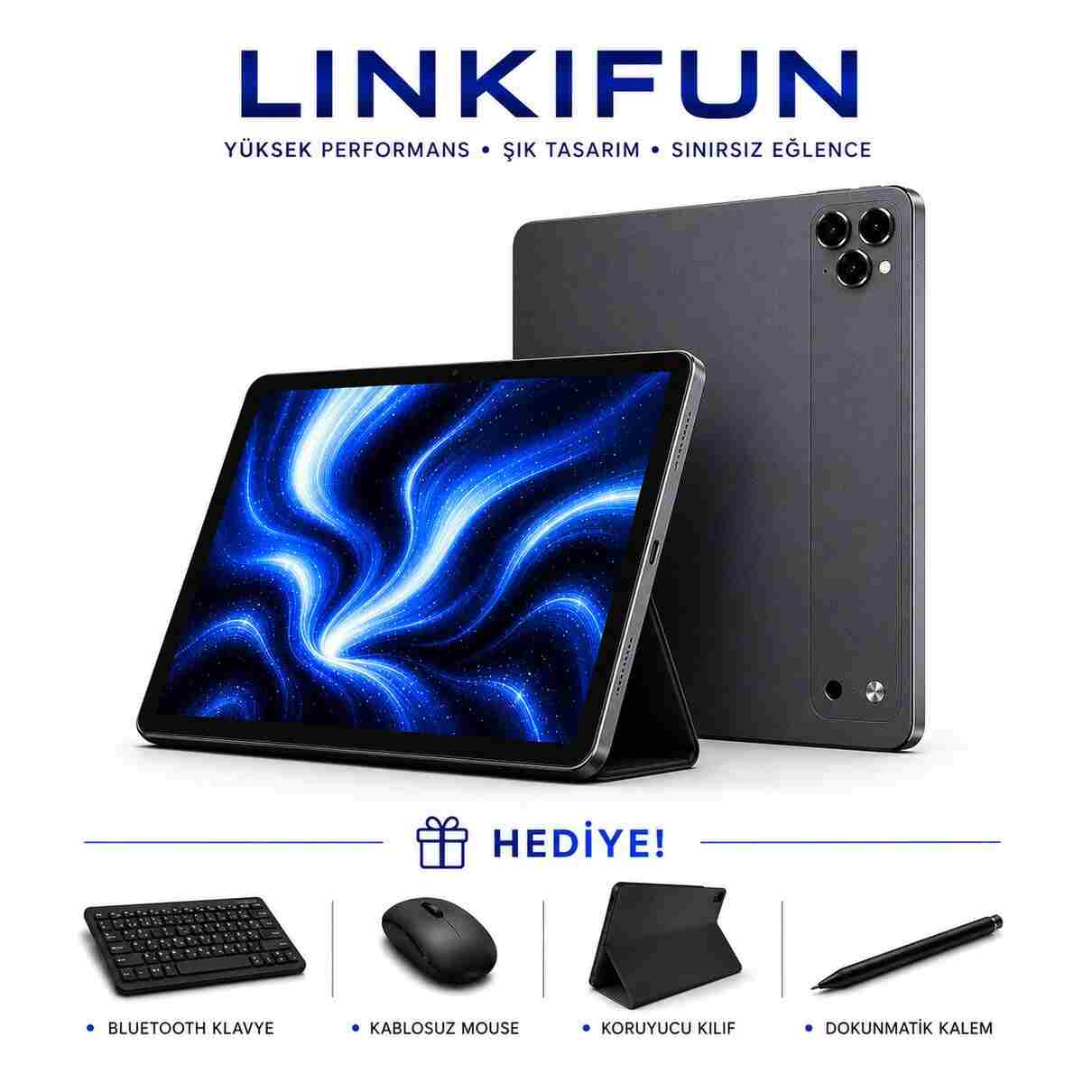 linkifun 10.1" HD IPS Android Tablet 4GB/32GB | 8000mAh Batarya | SIM Kart Destekli | Bluetooth Klavye + Kalem + Mouse Seti - Görsel 7
