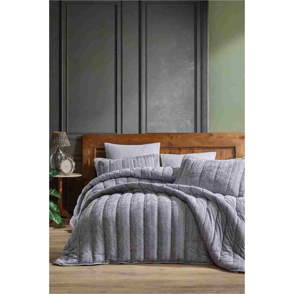 Elart Velvet Comfort Set Uyku Seti Çift Kişilik Kadife 6 parça (230x220cm) Gülkurusu - Görsel 5