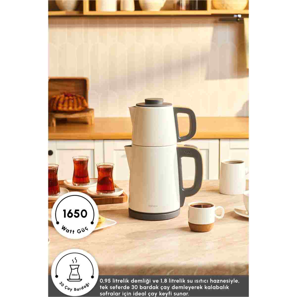 Karaca Tea Break 2 in 1 Çelik Çay Makinesi Wood Craft - Görsel 3