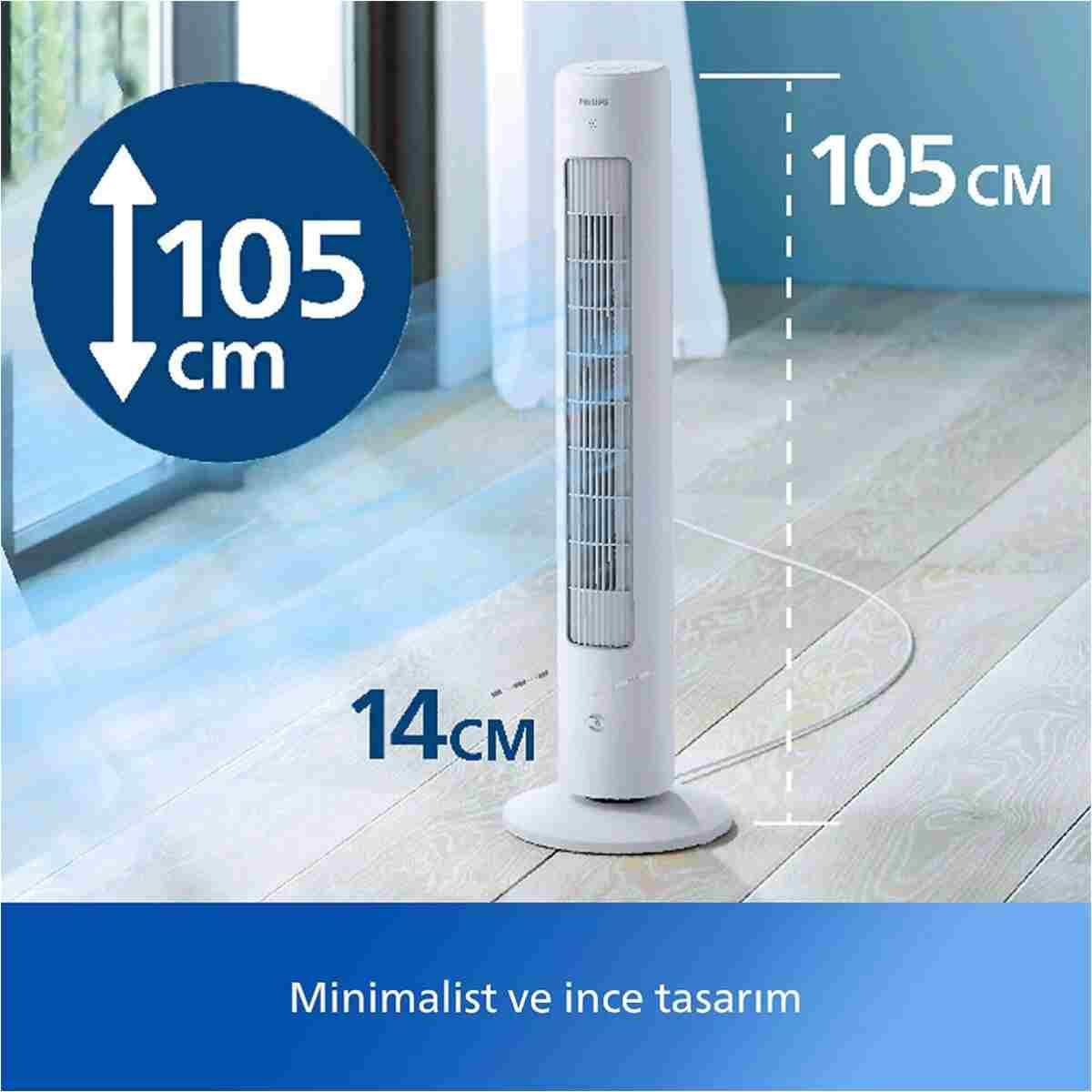 Philips CX5535/00 5000 Serisi Kule Tipi Vantilatör, Uzaktan Kumanda, Aroma Difüzyonu, 40 W, 28 dB, 2230 m3/sa - Görsel 13