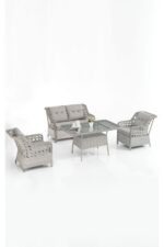 Evdemo Eren Rattan Bahçe Balkon Takımı 2+1+1 Gri