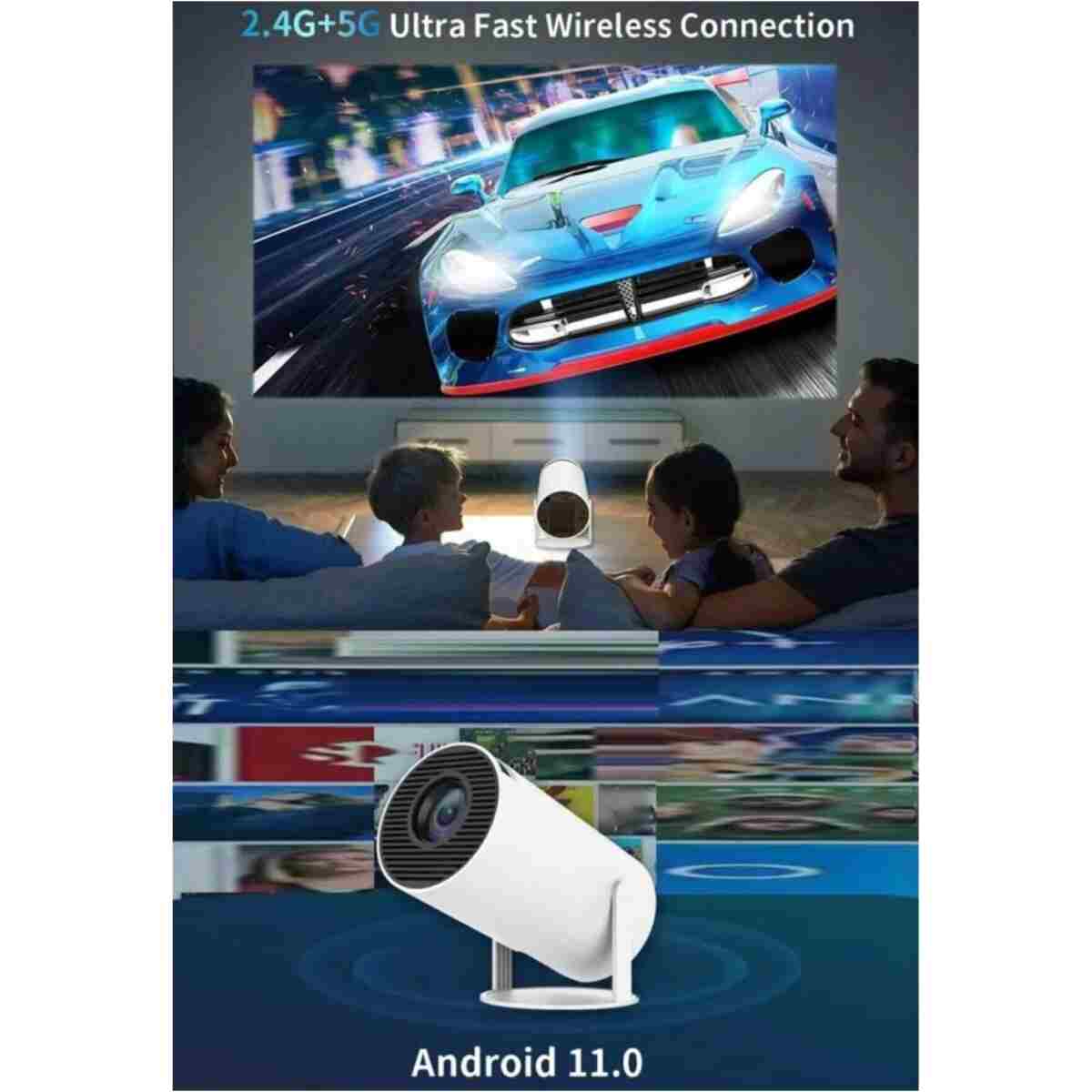 LENSUN Hy300 Pro Beyaz Taşınabilir Sinema Projeksiyon 1280* 720p Ev Sineması Bluetooth Android 11 Akıllı - Görsel 2
