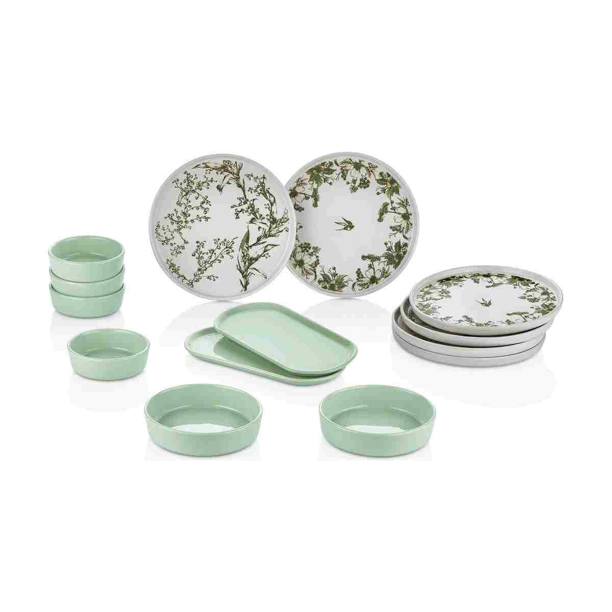 Kitchen Life 14 Parça 6 Kişilik Ivy Kahvaltı Takımı-Lüx Kahvaltılık Sunum Seti Tabağı - Görsel 4