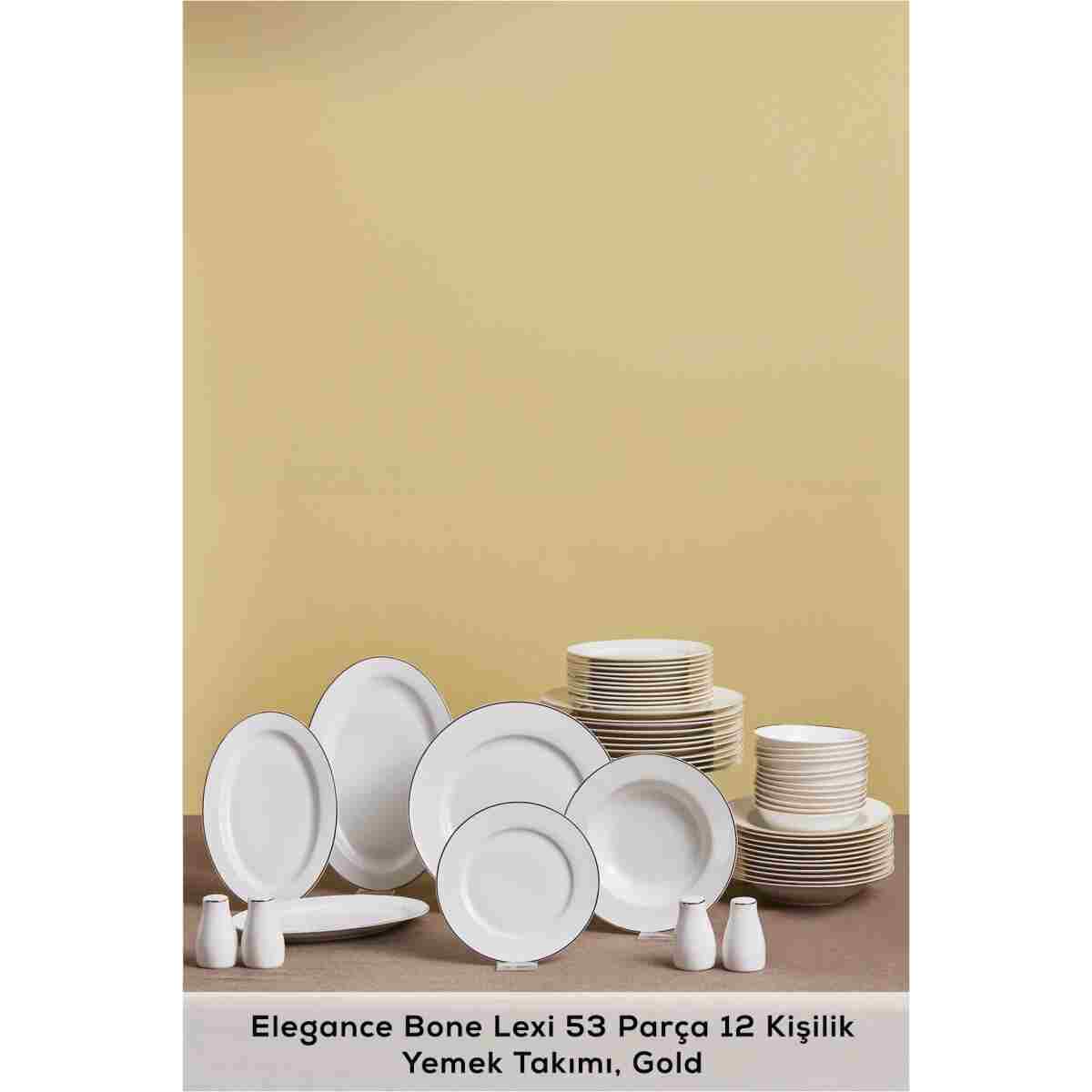 Karaca Elegance Bone Lexi 56 Parça 12 Kişilik Yemek Takımı Gold - Görsel 3