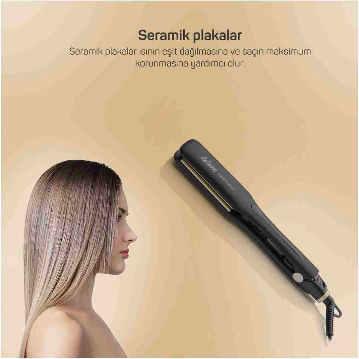 Arzum Ar5081 Prostyle Gold Geniş Seramik Plaka Saç Düzleştirici - Görsel 4