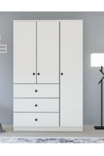 Metalia Gm 308 Ece Lüx 3 Kapı 3 Çekmeceli Düğme Kulplu Gardırop