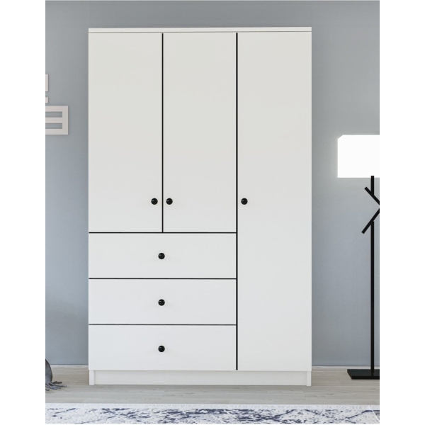 Metalia Gm 308 Ece Lüx 3 Kapı 3 Çekmeceli Düğme Kulplu Gardırop