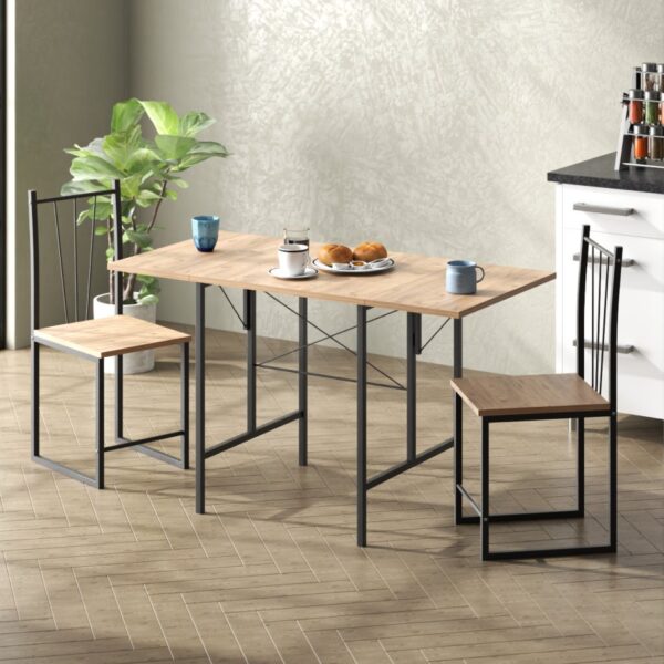 Retodesign RETODESİGN YILDIZ KATLANIR MUTFAK MASASI 2 SANDALYELİ TAKIM 1626