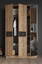 Modalife Arya Genç Çocuk Odası Takımı Karyola+Başlık&Gardırop&Çalışma Masası&Duvar Rafı - Atlantik Çam - Görsel 3