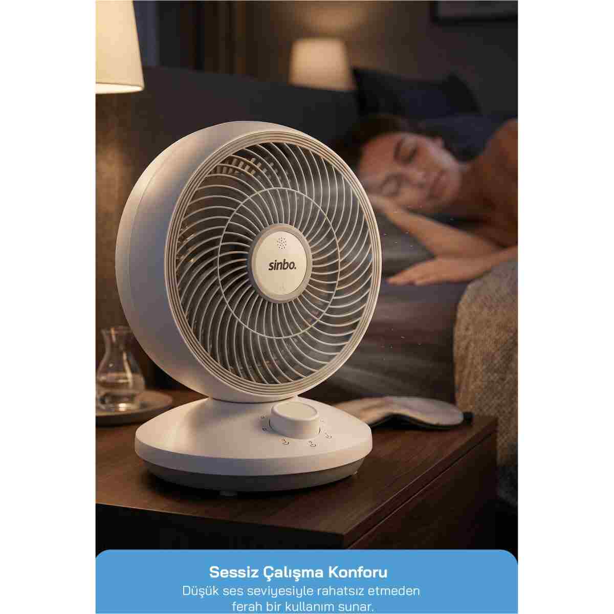 Sinbo SF-7701 Sessiz Mini Vantilatör Aroma Terapi Koku Yuvalı Otomatik Salınımlı Masaüstü Fan - Görsel 3