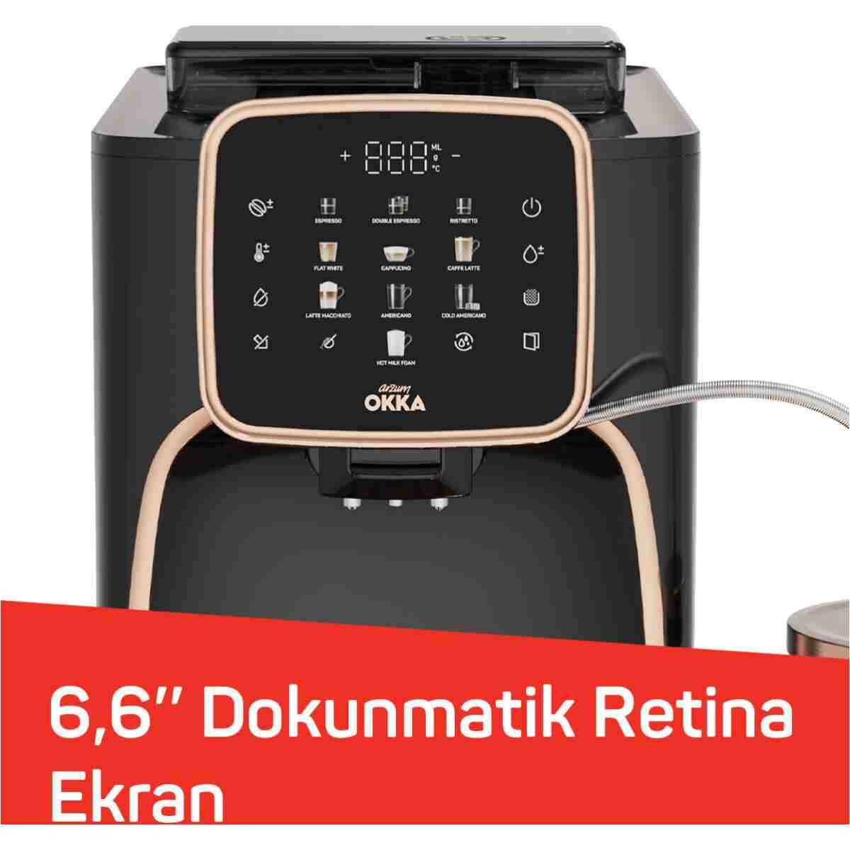 Arzum OK0028 Okka Espresso Pro M Tam Otomatik Espresso Makinesi, 11 Sıcak ve Soğuk İçecek, Bakır - Görsel 7