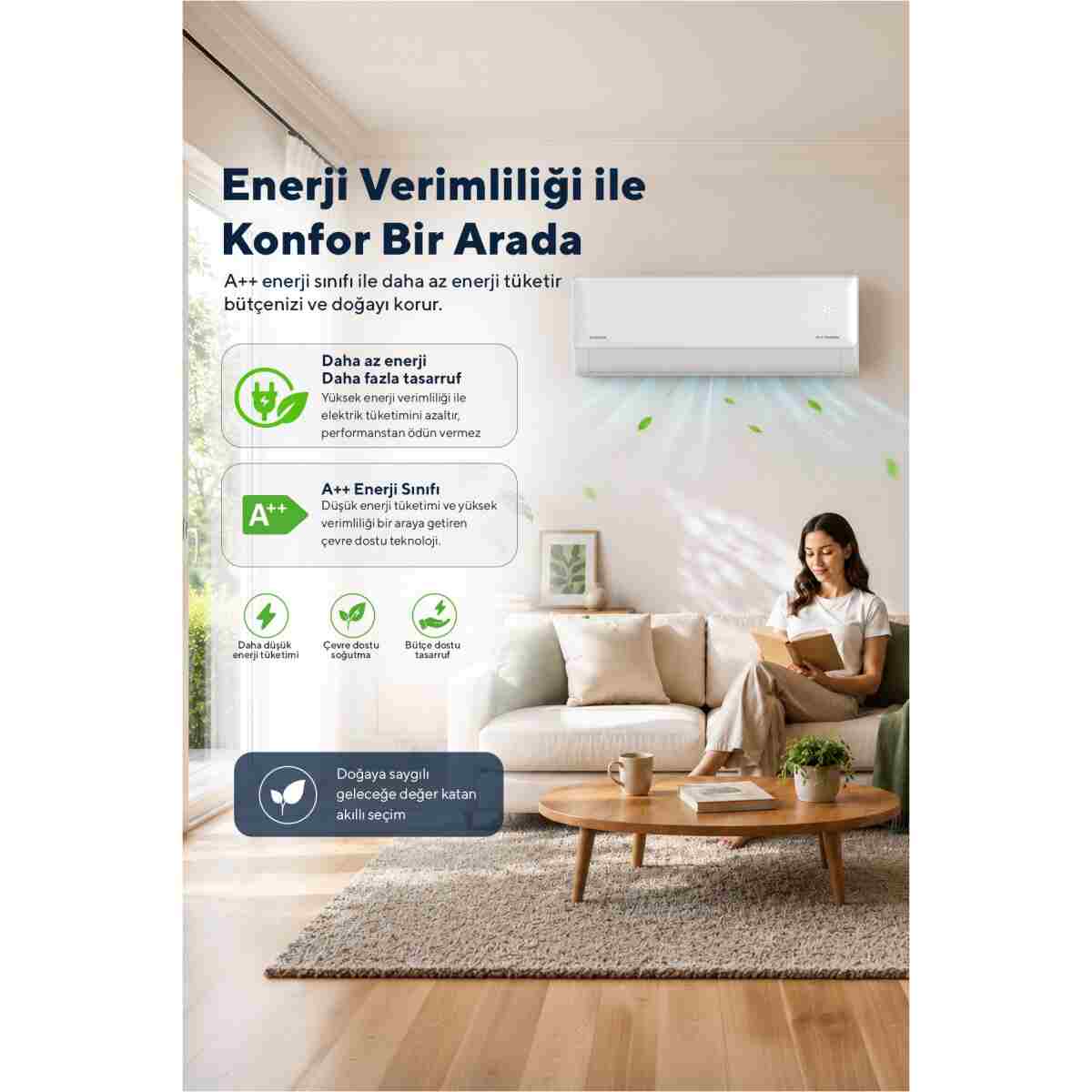 KUMTEL Hinoki KMSAC-12 12.000 Btu A++ Inverter Duvar Tipi Split Klima (Montaj Dahil) - Görsel 3