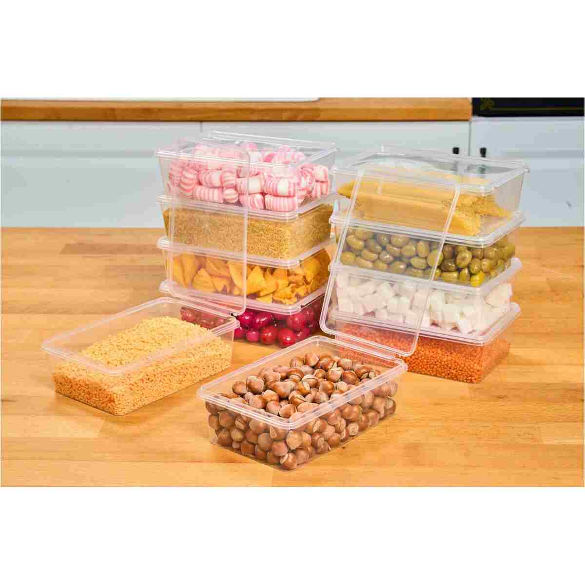 SUPERPUP Plastik Saklama Kabı 1 Ltre 10 Adet Kendinden Kapaklı Dondurucu Kabı Hava Almaz 19x13x6 Cm - Görsel 9