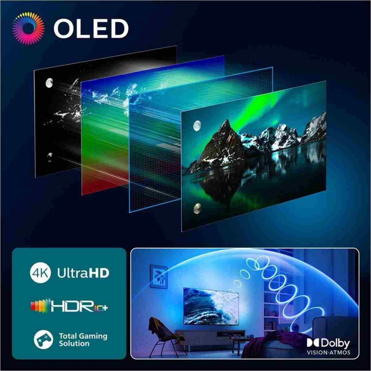 Philips Ambilight TV 55OLED760 4K UHD OLED 139cm 55" Smart TV Dolby Vision TitanOS - Görsel 7