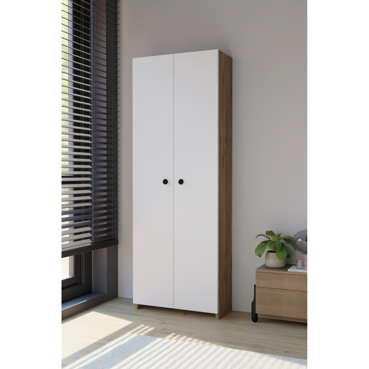 alpaevmobilya 150 Cm 2 Kapaklı 5 Raflı Geniş Çok Amaçlı Yatak Odası Kıyafet Dolabı Düzenleyici Ve Organizer - Görsel 8