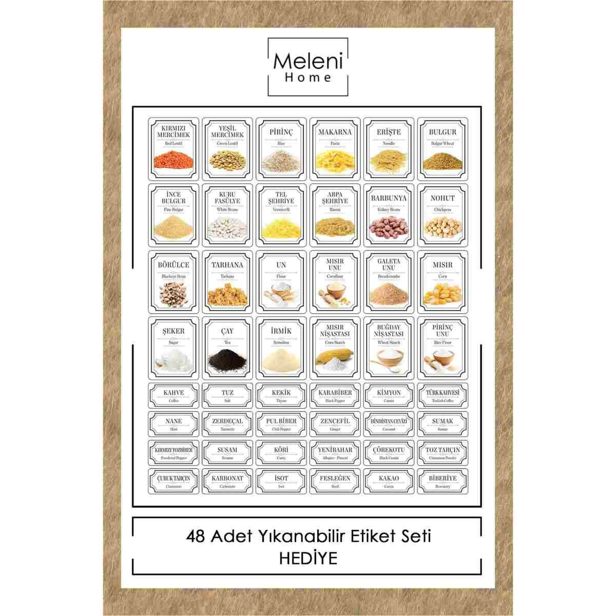 Meleni Home 12'li Set Pino Etiketli Büyük Boy Kare Erzak Saklama Kabı Seti Antrasit 12 X 1.10 Lt - Görsel 6