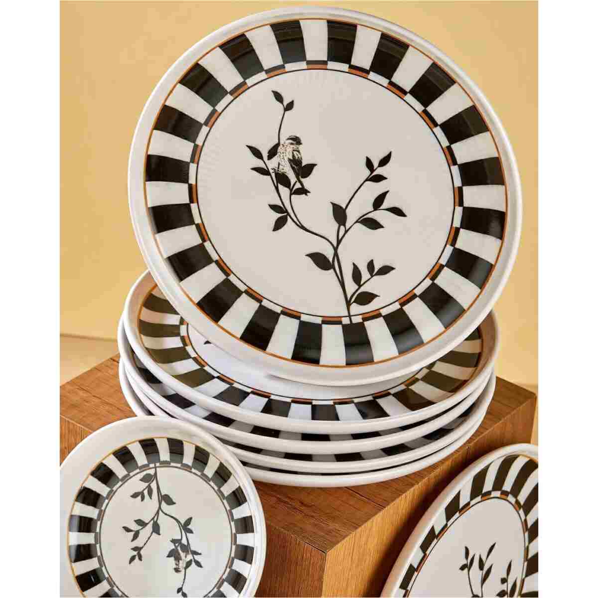 EMBazaar 14 Parça Sunum Set Premium Black Olive Serisi Kahvaltı Takımı Kahvaltı Seti Pasta Tabak Sunum Tabağı,Hediyelik Kahvaltı Takımı - Görsel 4