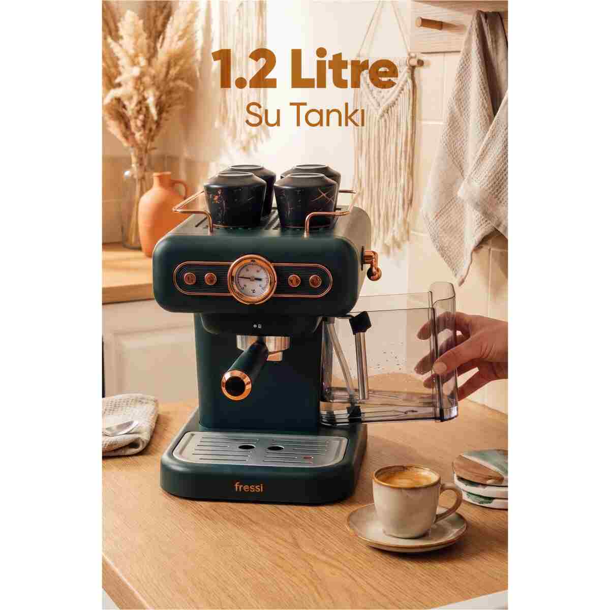 Fressi Espresso Latte Cappuccino Kahve Makinesi Süt Köpürtücülü 20bar Basınçlı 1,2lt Em-01 Ristretto - Görsel 6