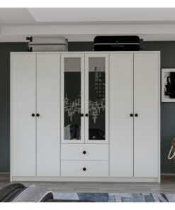 Metalia Gm 036 Lüx Düğme Kulplu 6 Kapı 2 Çekmeceli Aynalı Gardırop