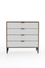 SARMOBİ Arden 4 Çekmeceli Şifonyer 90x88x40 cm Beyaz – Modern Tasarım - Görsel 2