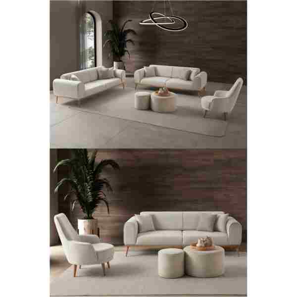 EDSY HOME Rebul 3+3+1 Koltuk Takımı Bej Renk