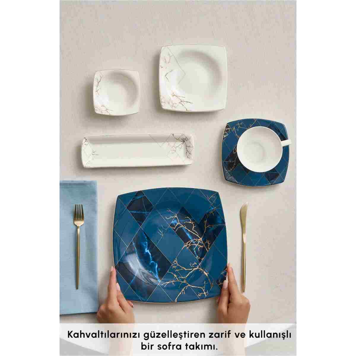 Karaca Fine Pearl Midnight 26 Parça 6 Kişilik İnci Kahvaltı Seti Kare - Görsel 13
