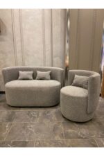 hoom concept Relax Antrasit Teddy 2'li Koltuk + Berjer Takımı - Görsel 3