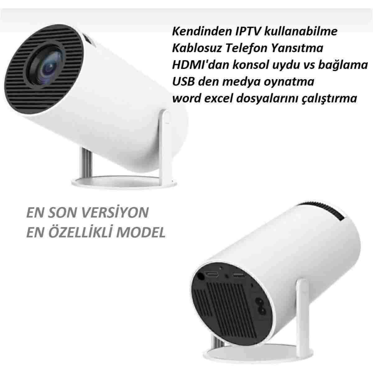 Genel Markalar Hy300 Beyaz Ultrahd Projeksiyon Android 12 200 Lümen Işık Gücü Wifi Bluetooth Ekran Yansıt - Görsel 9