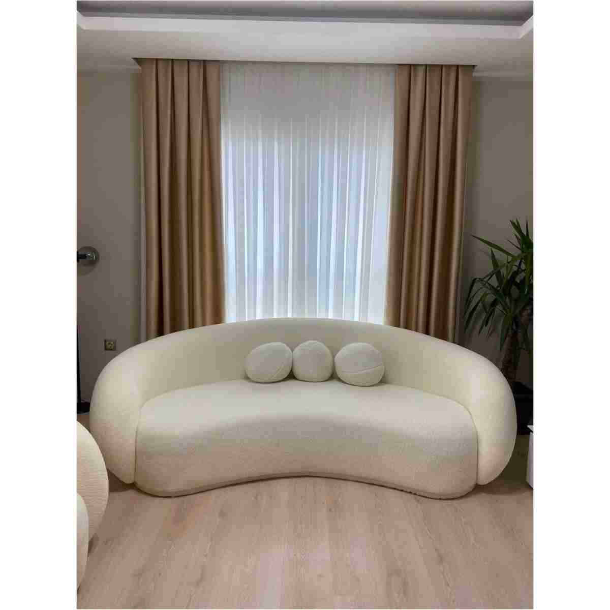 Bilgin Design Fasulye Teddy Koltuk Takımı 3 3 1 Süt Beyaz - Görsel 5