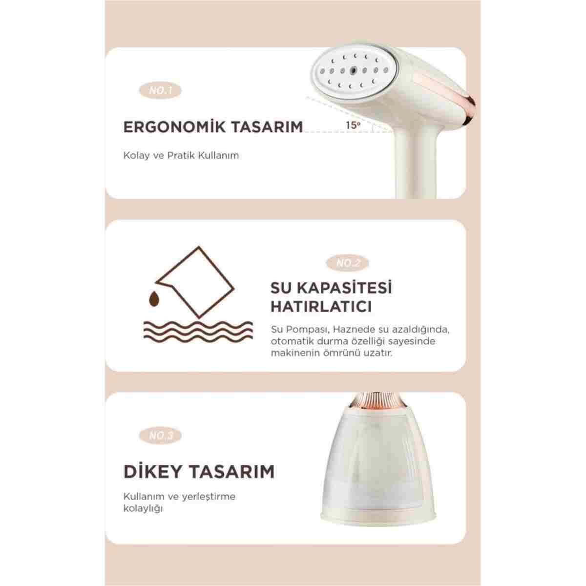 Torima Buharlı Ütü Kırışık Giderici Taşınabilir Dikey Seyehat Ütüsü 1500W KY003 Siyah - Görsel 9
