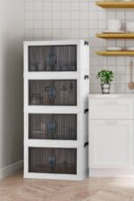 Kitchen Life 4'lü Portatif Istiflenebilir Organizer Mıknatıslı Kapaklı Dolap - Sert Plastik Mutfak Banyo Dolabı - Görsel 2