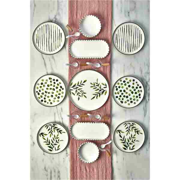 Kitchen Life 23 Parça 6 Kişilik GreenTree Stackable Kahvaltı Takımı - Sosluklu ve Kaşıklı Kahvaltılık Sunum Seti