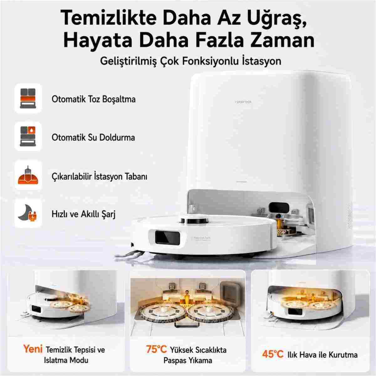 Roborock Qrevo 2 Pro Akıllı Robot Süpürge Beyaz - Görsel 15