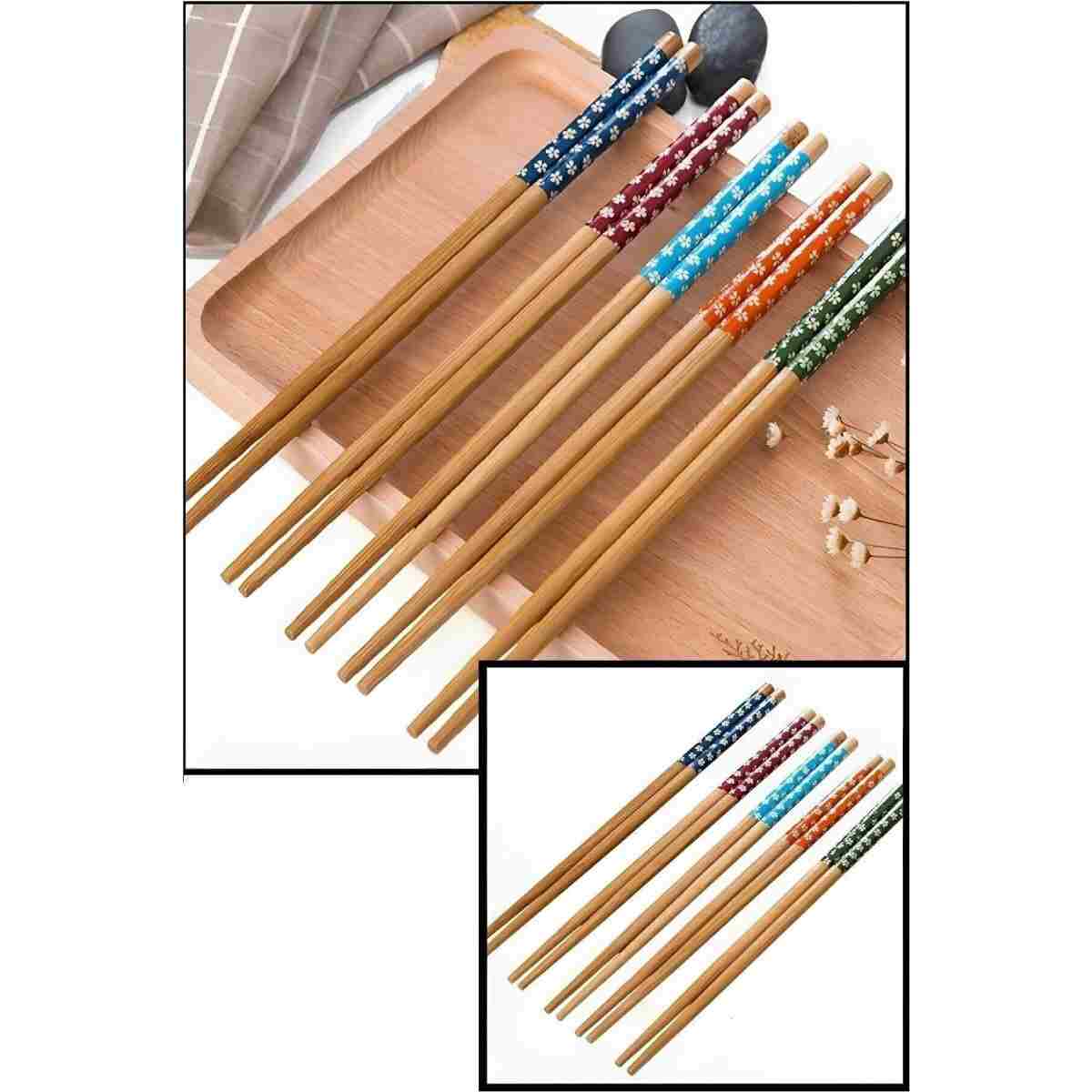Hermoni Bambu Chopstick 1 Li Desenli Yıkanabilir Çin Suşi Ramen Noodle Yemek Çubuğu - Görsel 3