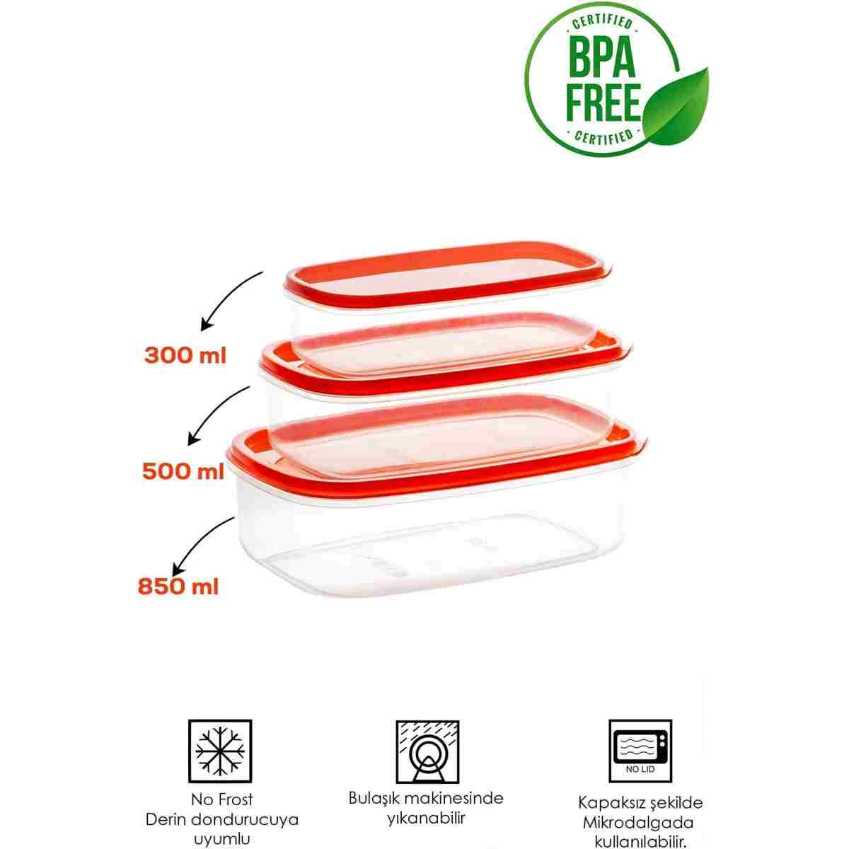 Porsima 1001 12 Li Dikdörtgen Plastik Saklama Kabı - Çok Amaçlı Gıda Erzak Saklama Kabı Seti - Görsel 7