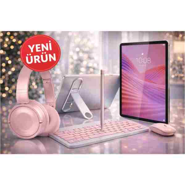 LENOVO Tab 4GB/128 GB 10.1"İNCH TABLET+ŞEFFAF KILIF+KLAVYE VE MOUSE+KALEM+KULAKLIK+ÇANTA HEDİYELİ(PEMBE)