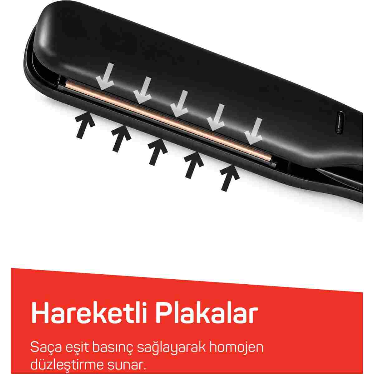 Arzum AR5192 Mona Sense Geniş Plakalı Saç Düzleştirici, Keratin, Argan Yağlı Plaka,İyon Teknolojisi,Siyah - Görsel 6