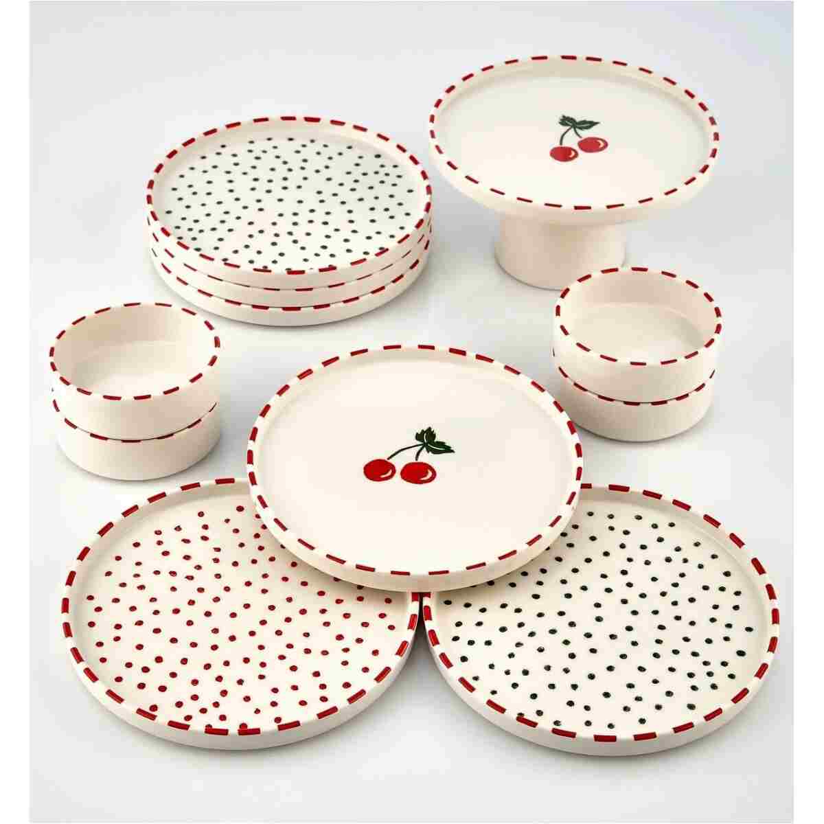Kitchen Life 11 Parça 6 Kişilik Cherry Stackable Kahvaltı Takımı - Kirazlı Kahvaltılık Sunum Tabağı - Görsel 8