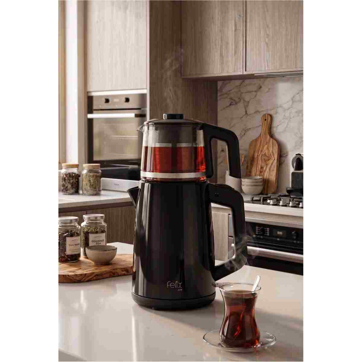 Arzum FL398 Felix Joy Çay Makinesi 1 L Cam Demlik, Otomatik Kapanma, Siyah - Görsel 2