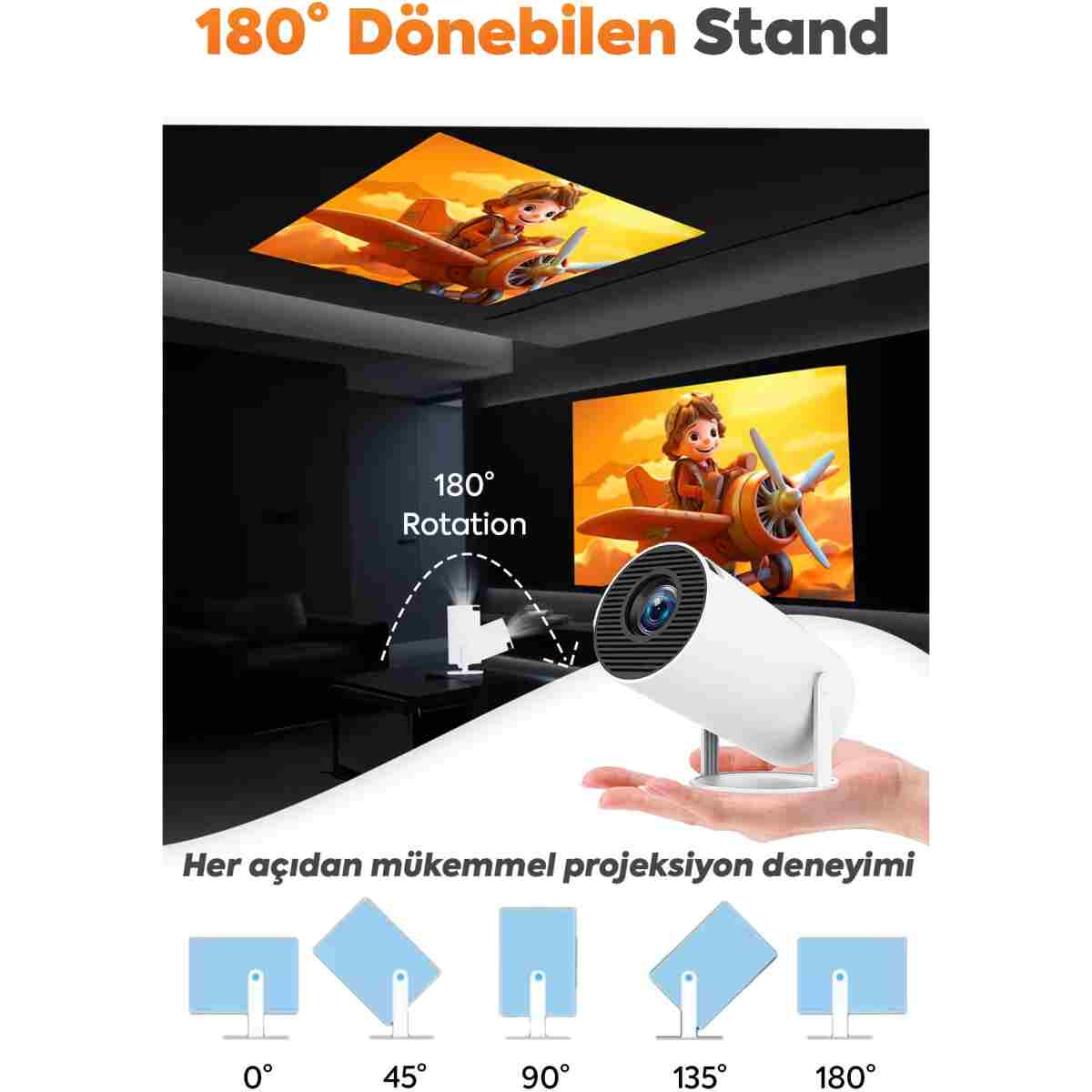 Monyer Taşınabilir Android Projeksiyon Wifi Destekli Akıllı Sinema Projektör Ultra Hd - Görsel 6