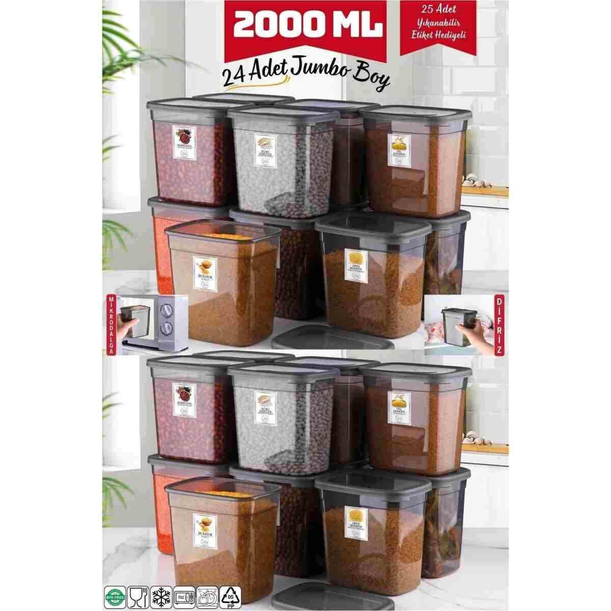 Nandy Home 6 Adet Jumbo Boy Dikdörtgen Saklama Kabı 2000 Ml Antrasit - Görsel 7