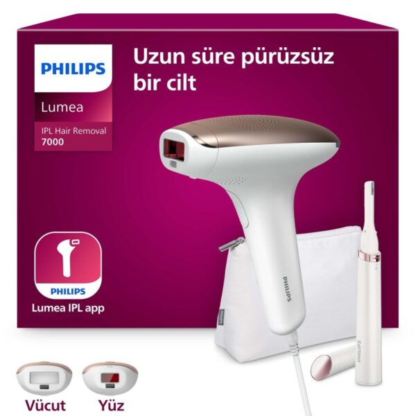 Philips Lumea 7000 Serisi BRI921/00 IPL Tüy Alma, Tüy Kısaltıcı,Vücut ve Yüz için 2 Başlık, Çanta