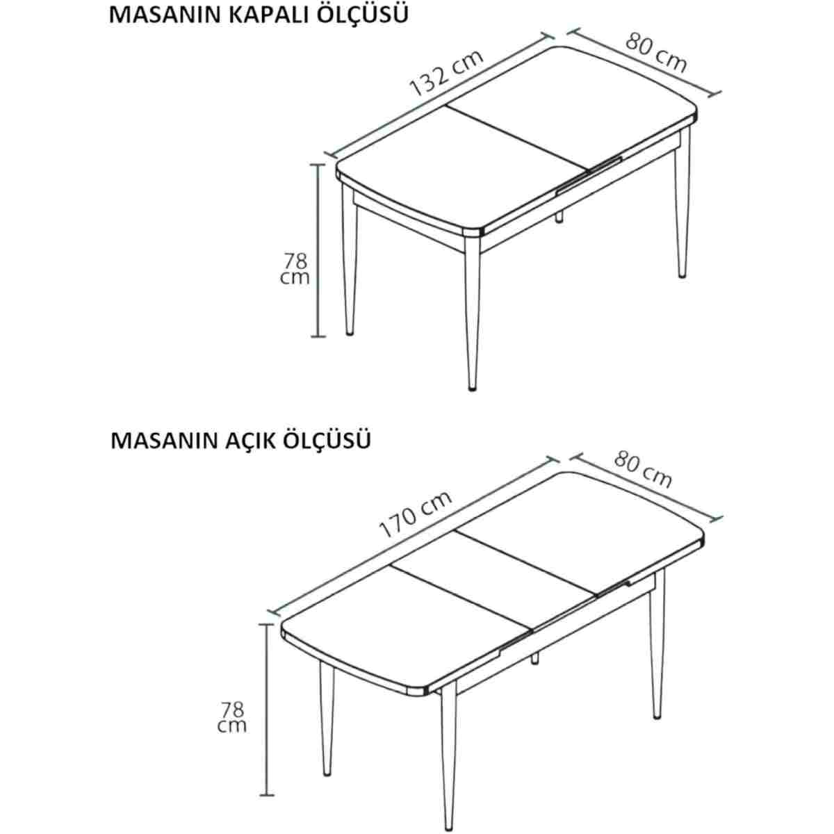 ADAHOME Inci Açılır 6 Kişilik Mutfak Masası Takımı Yemek Masası Takımı - Görsel 12