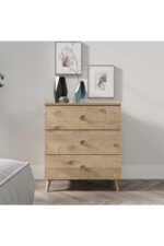 KZNMOB HOME Gardenya 3 Çekmeceli Meşe Şifonyer - Tamamı 1. Kalite Mdf - Görsel 6