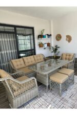 Tu Tienda PETRA 3+1+1+MASA+2PUF BAHÇE BALKON MOBİLYASI,GRİ RATTAN/VİZON KUMAŞ - Görsel 15