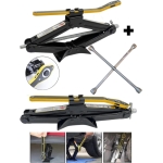 MOONSHOP Oto Krikosu 1.5 Ton Makas Cırcırlı Araç Kriko + Bijon Anahtarı -cırcır Ve Bijon Anahtarı Set