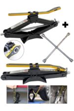 MOONSHOP Oto Krikosu 1.5 Ton Makas Cırcırlı Araç Kriko + Bijon Anahtarı -cırcır Ve Bijon Anahtarı Set