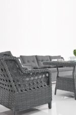 Evdemo Deniz Rattan Puflu Bahçe Balkon Takımı 3+1+1 Antrasit - Görsel 3