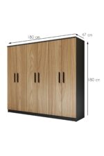 Metalia Gm 087 Favorite 6 Kapılı Aynasız Sonomo - Antrasit Gri Siyah Kulplu Gardırop - Görsel 6